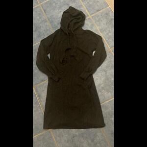 Loft soft, stretchy charcoal grey cozy hooded sweater dress xsp
